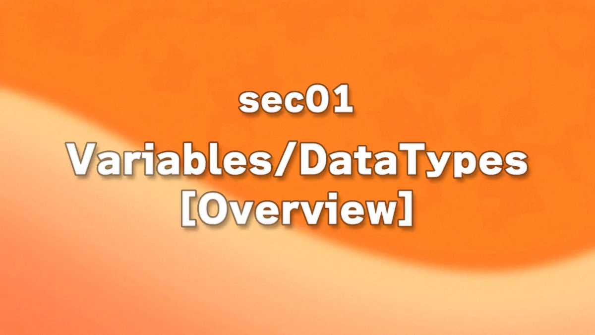 sec01 - Variables and Data Types [Overview]